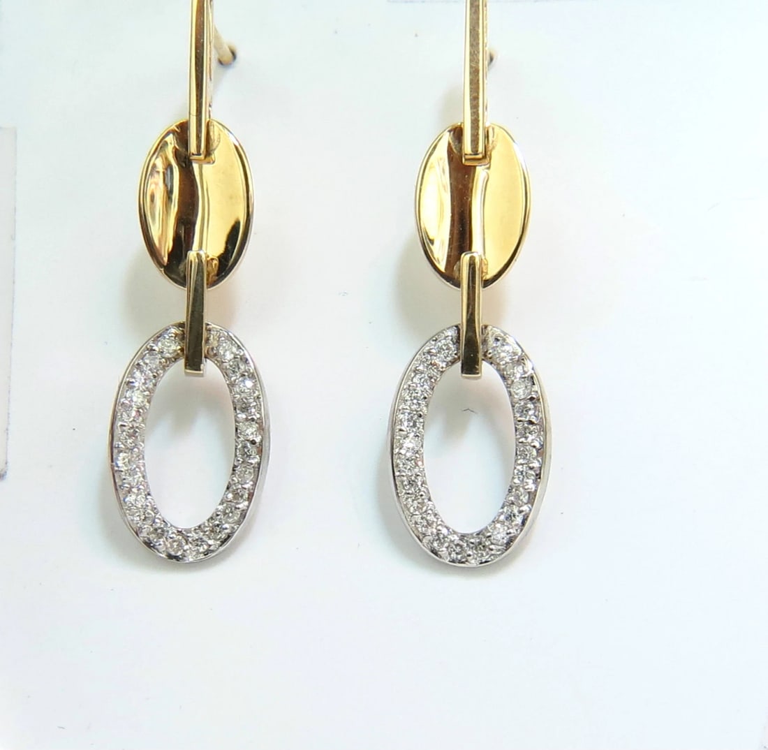 .40CT NATURAL DIAMONDS DANGLE EARRINGS 14KT GOLD MIRROR FINISH** - 2