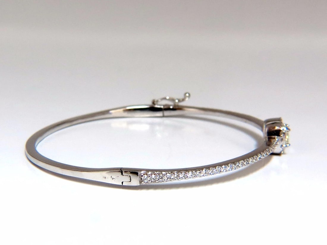 .95ct natural round diamond cluster halo bangle bracelet 14kt** - 2