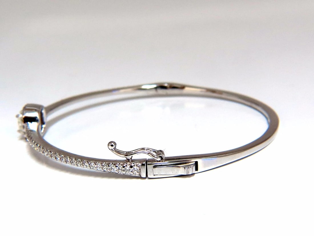 .95ct natural round diamond cluster halo bangle bracelet 14kt** - 3