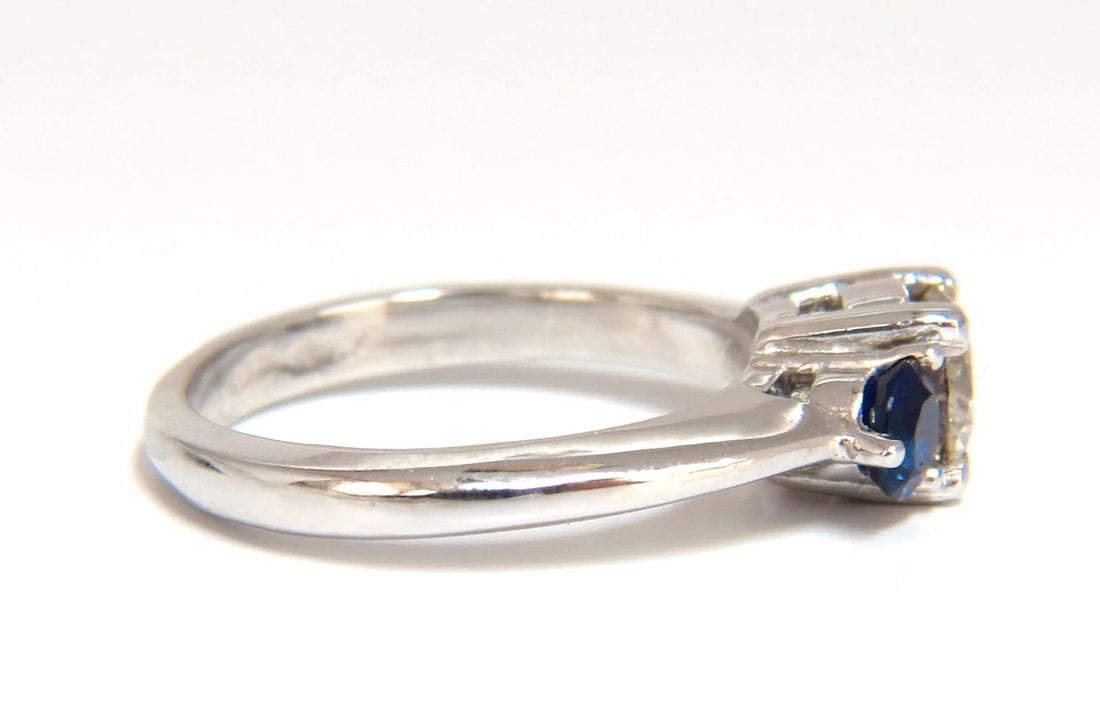 1.44CT NATURAL ROUND DIAMOND & SAPPHIRE THREE STONE CLASSIC 14KT+ - 2