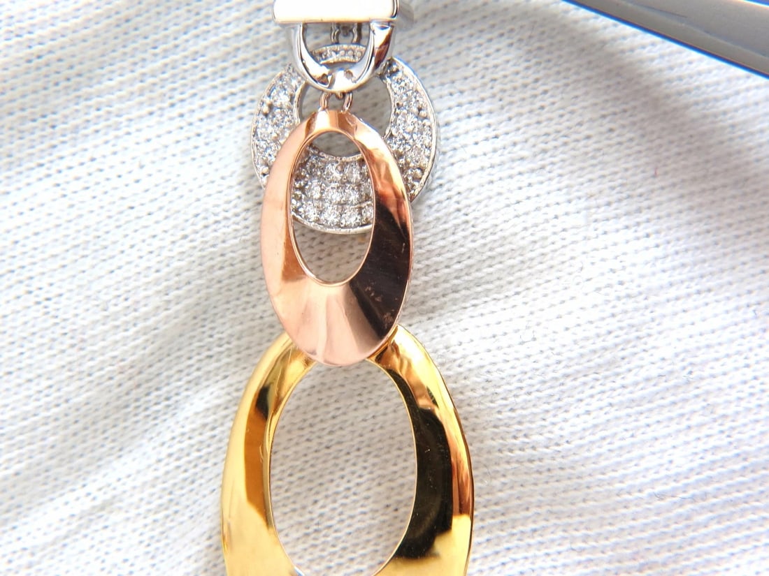 .80CT NATURAL DIAMONDS DANGLE EARRINGS TRICOLOR 3D 4 TIER HIGH SHINE 14kt** - 3