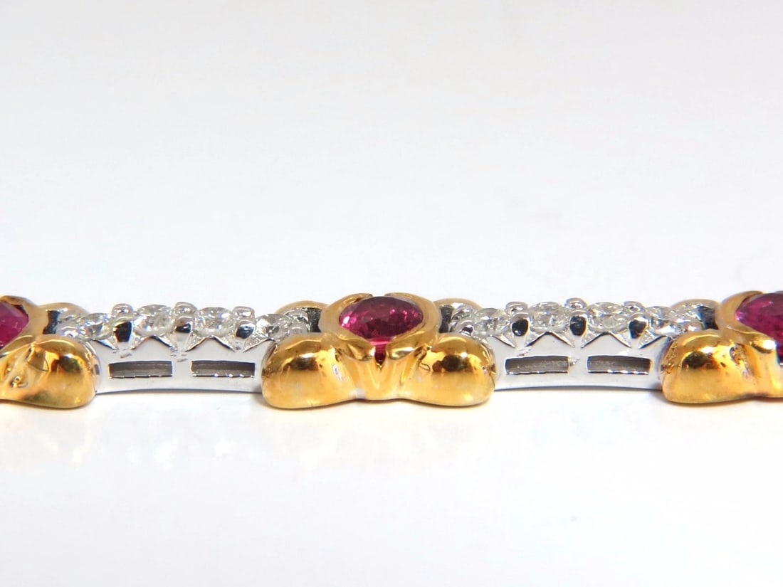 3.76ct natural ruby diamonds tennis bracelet 14kt gold vivid red** - 4