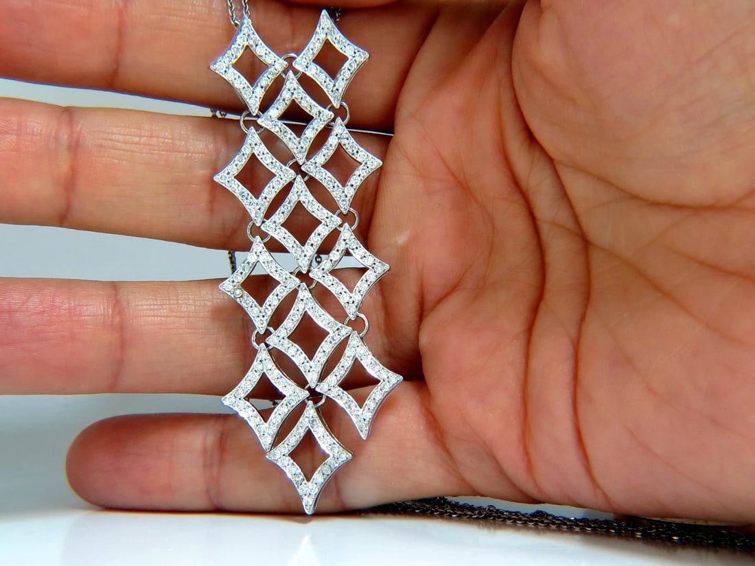 5.00ct diamonds earrings & necklace matching suite 18kt g/vs diamond shaped+** - 7