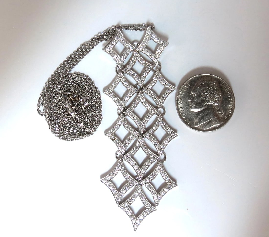 5.00ct diamonds earrings & necklace matching suite 18kt g/vs diamond shaped+** - 8