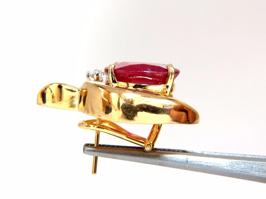 13.00ct Clarity enhanced ruby natural diamond earrings 14kt** - 4