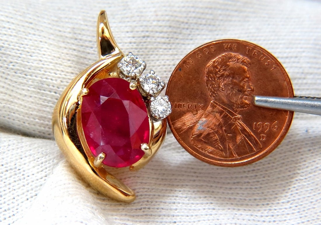 13.00ct Clarity enhanced ruby natural diamond earrings 14kt** - 6