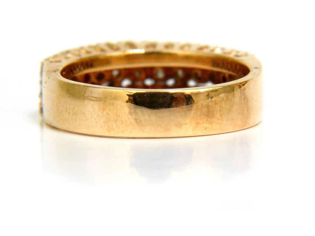 1.23CT NATURAL DIAMONDS BAND RING H/VS CLASSIC 3 ROWS 14KT GOLD** - 5