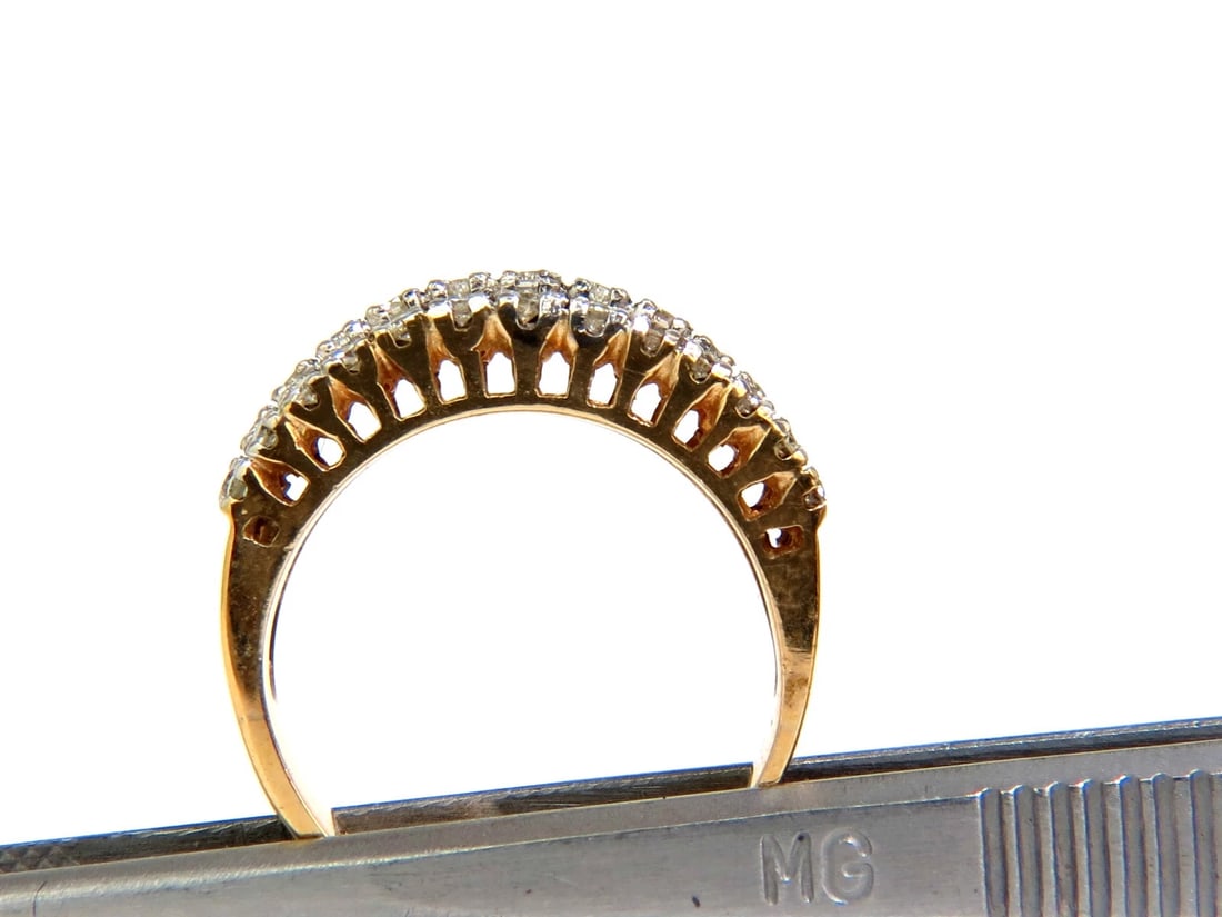 1.23CT NATURAL DIAMONDS BAND RING H/VS CLASSIC 3 ROWS 14KT GOLD** - 6