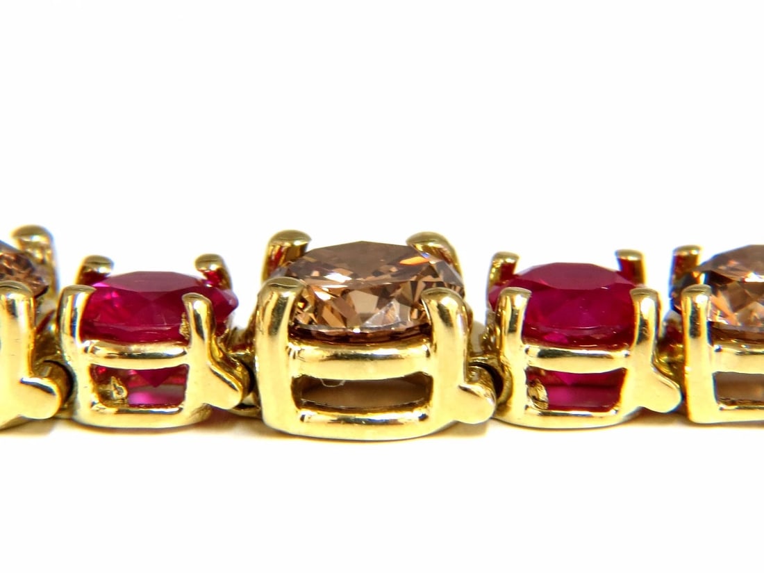 24.14ct Natural Fancy Brown Diamonds Red Ruby Bracelet 18kt Tennis** - 6