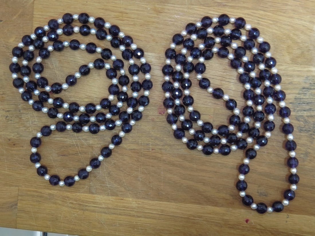 600ct natural amethyst bead necklaces (2)+** - 4