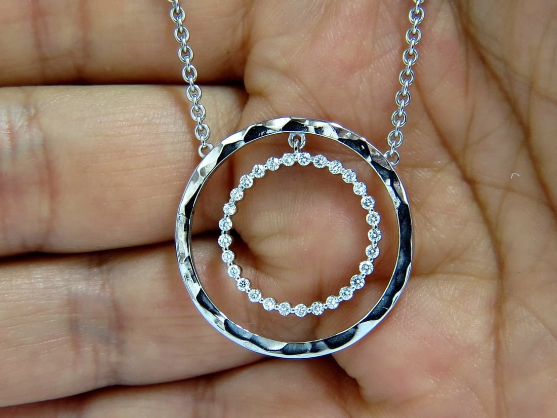 1.00ct. DIAMONDS DANGLING CIRCLE WITHIN CIRCLE BY YARD NECKLACE 18KT+** - 5