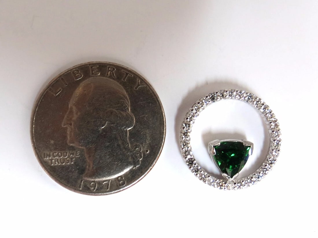 1.55ct Natural Tsavorite diamonds circle pendant 14kt ** - 3