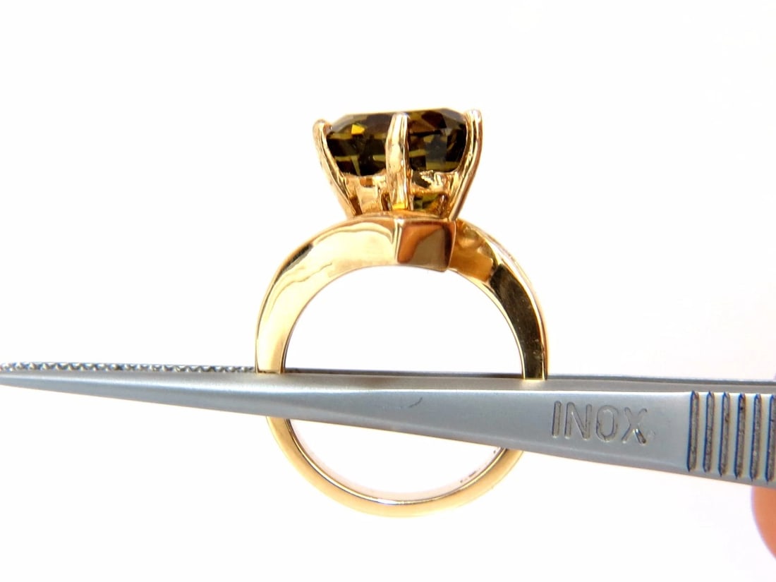 GIA Certified 8.92ct Natural Chrysoberyl Diamonds Bypass Ring 14kt+ - 2