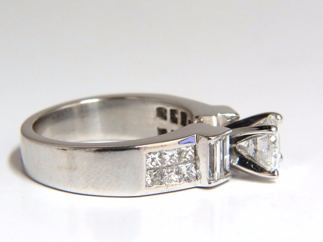 GIA Certified 1.02ct & 1.10ct round diamond baguette princess ring e/vs2 18kt+ - 3