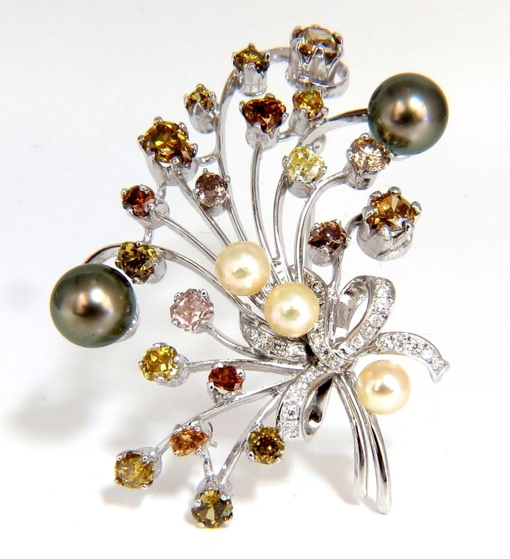 6.00ct NATURAL FANCY COLOR YELLOW ORANGE BROWN PINK DIAMOND PIN 14kt** - 11