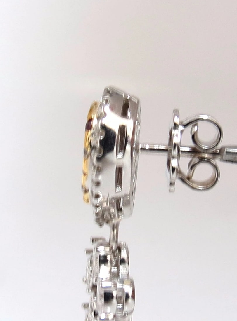 3.00ct natural deep red ruby diamond by yard dangle earrings 14kt** - 3