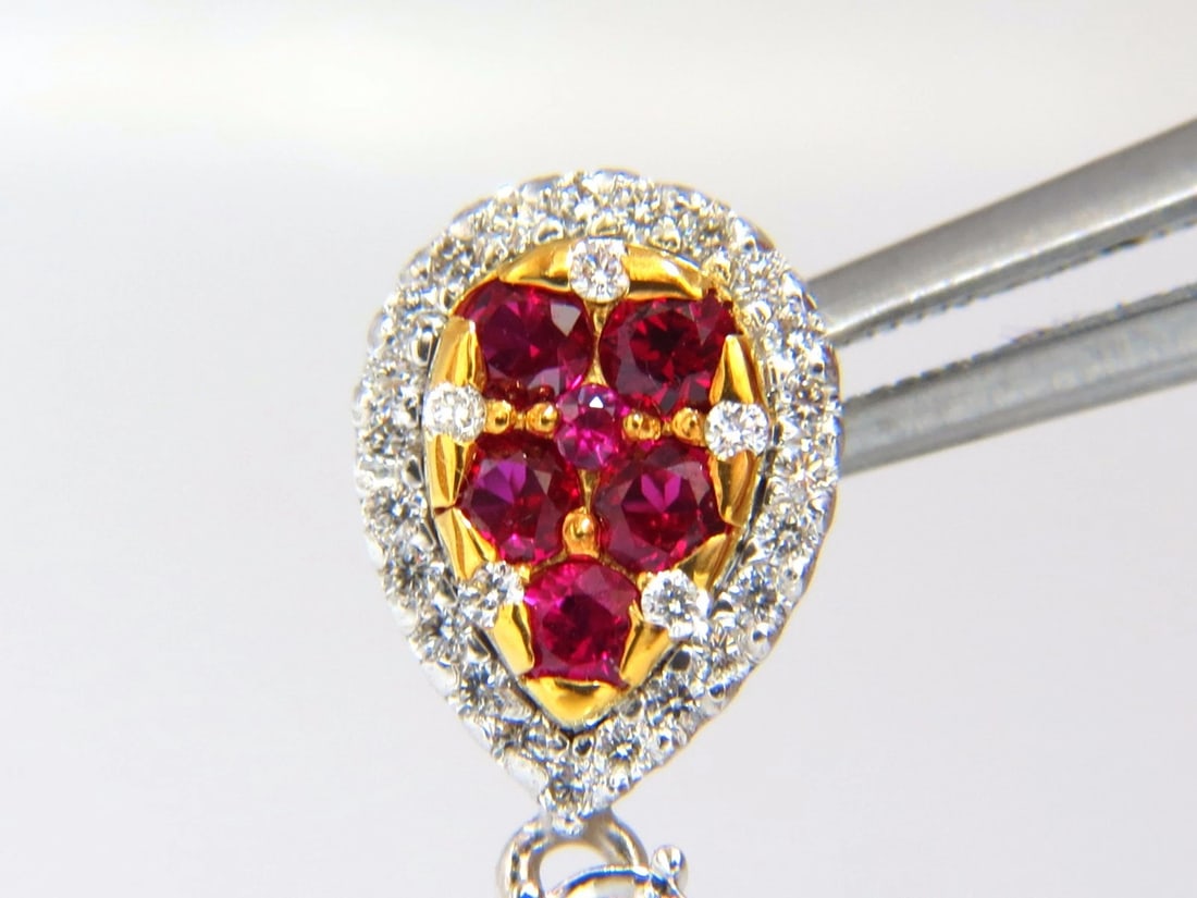 3.00ct natural deep red ruby diamond by yard dangle earrings 14kt** - 4