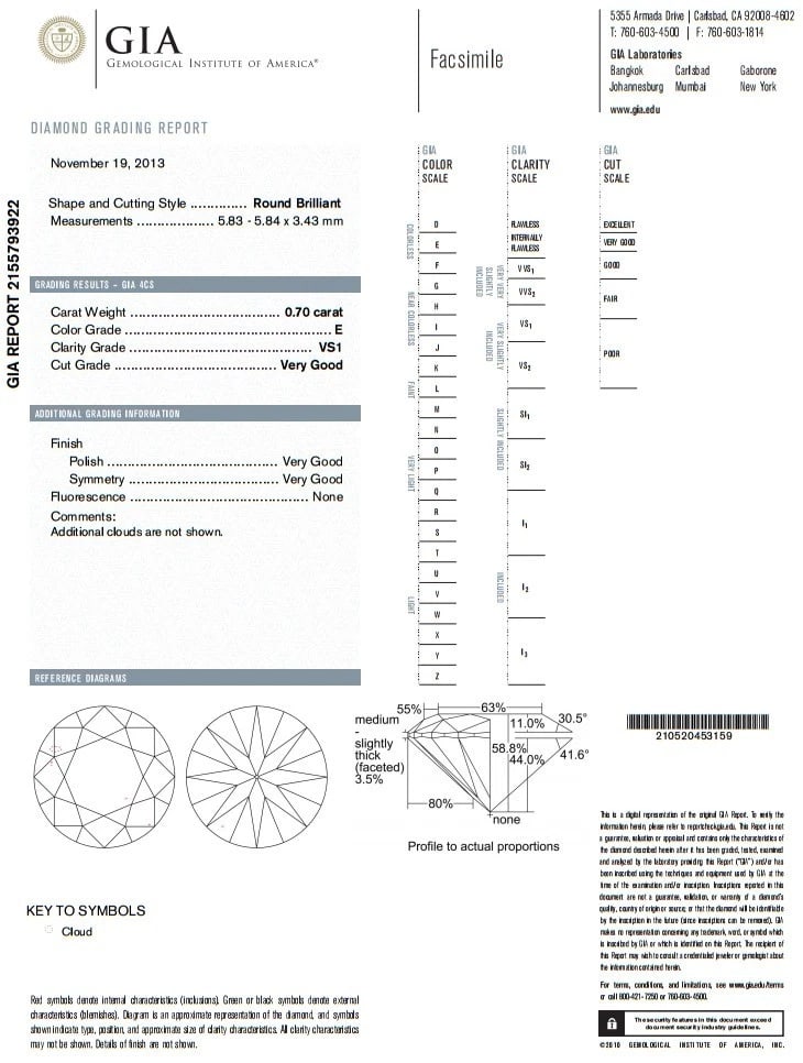 .70CT GIA E/VS1 SOLITAIRE DIAMOND PENDANT 14KT WHITE GOLD +** - 9