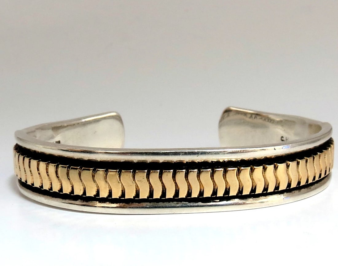 Designer: C. Harrell Dangling earrings & Bangle Bracelet 14kt & 925 ** - 3