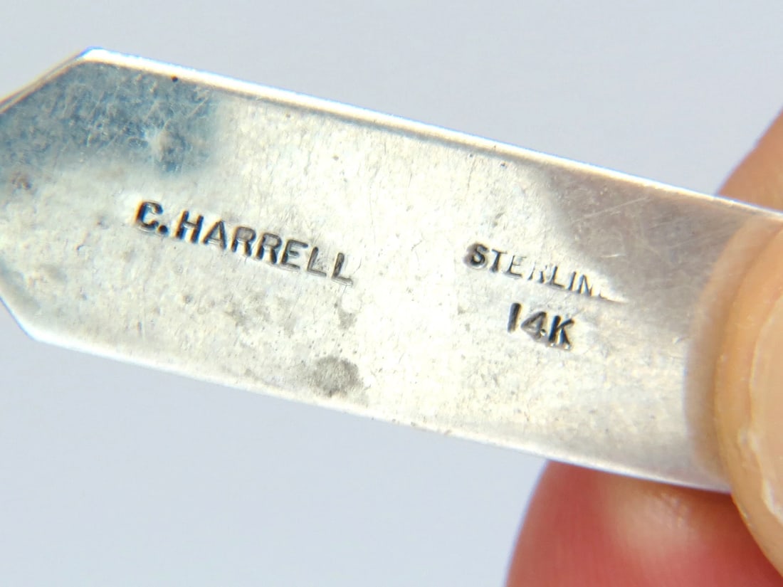 Designer: C. Harrell Dangling earrings & Bangle Bracelet 14kt & 925 ** - 5