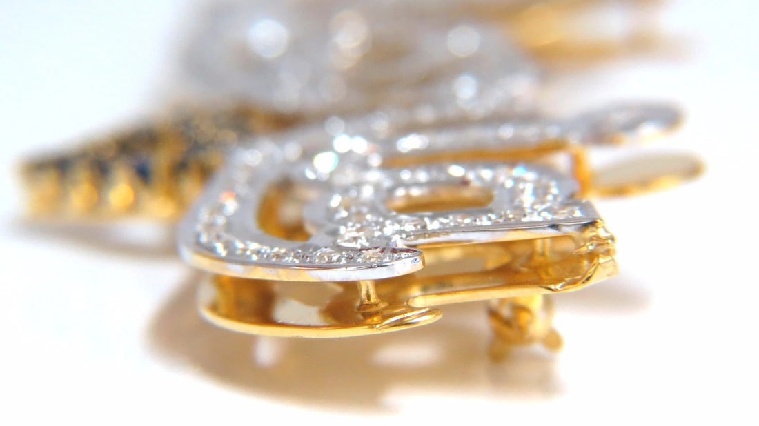 Maria Brooch Pin 2.00ct natural sapphire diamonds 14kt** - 3