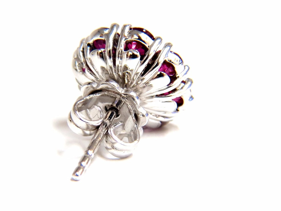 2.65ct Natural Fancy Color Diamonds Ruby Cluster Earrings 14kt** - 3