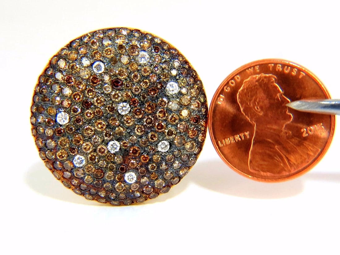 6.00ct natural fancy color diamonds bead set earrings 18kt** - 6