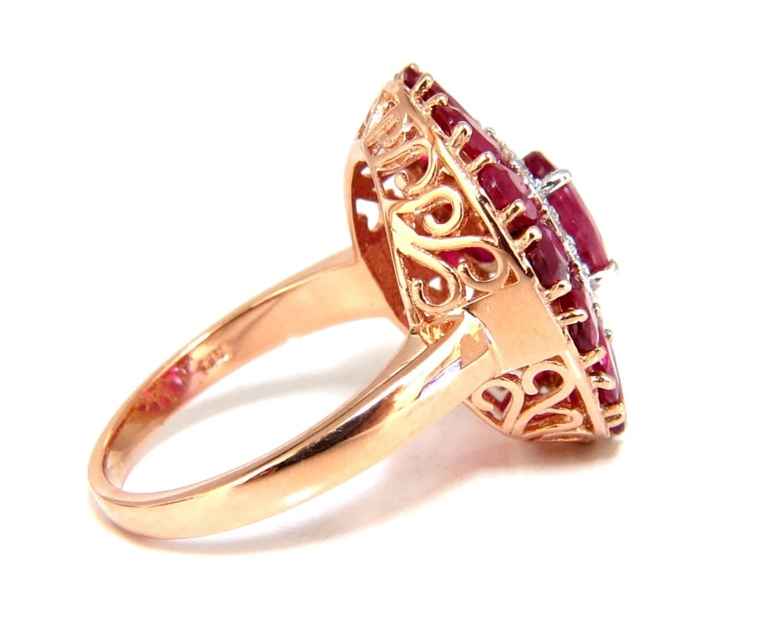 AIGS Certified 4.70ct Natural Ruby Diamonds cluster ring Ballerina No Heat - 4