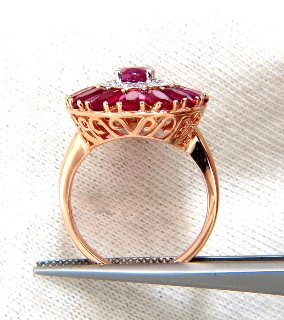 AIGS Certified 4.70ct Natural Ruby Diamonds cluster ring Ballerina No Heat - 5