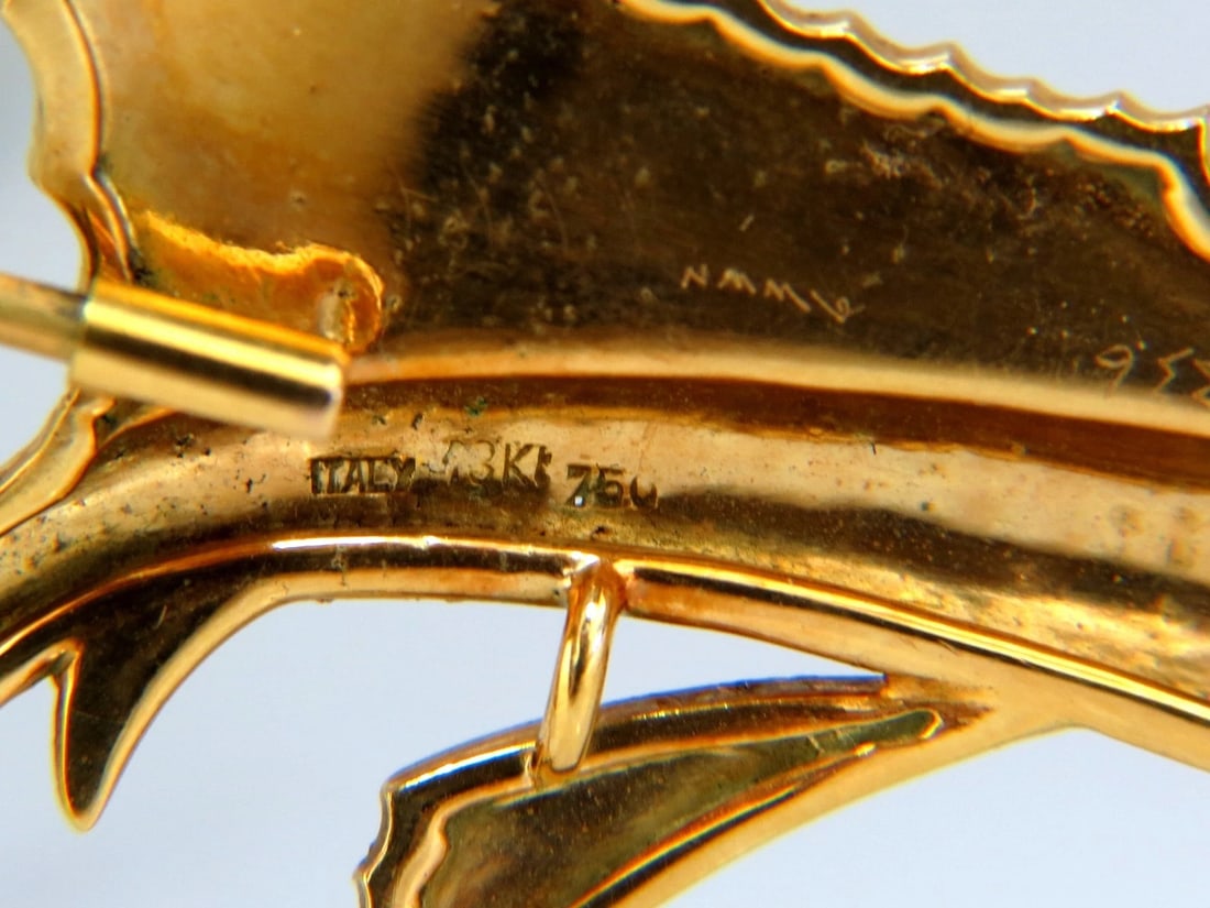 Art Deco Prime swordfish marlin brooch Enamel 14kt** - 2