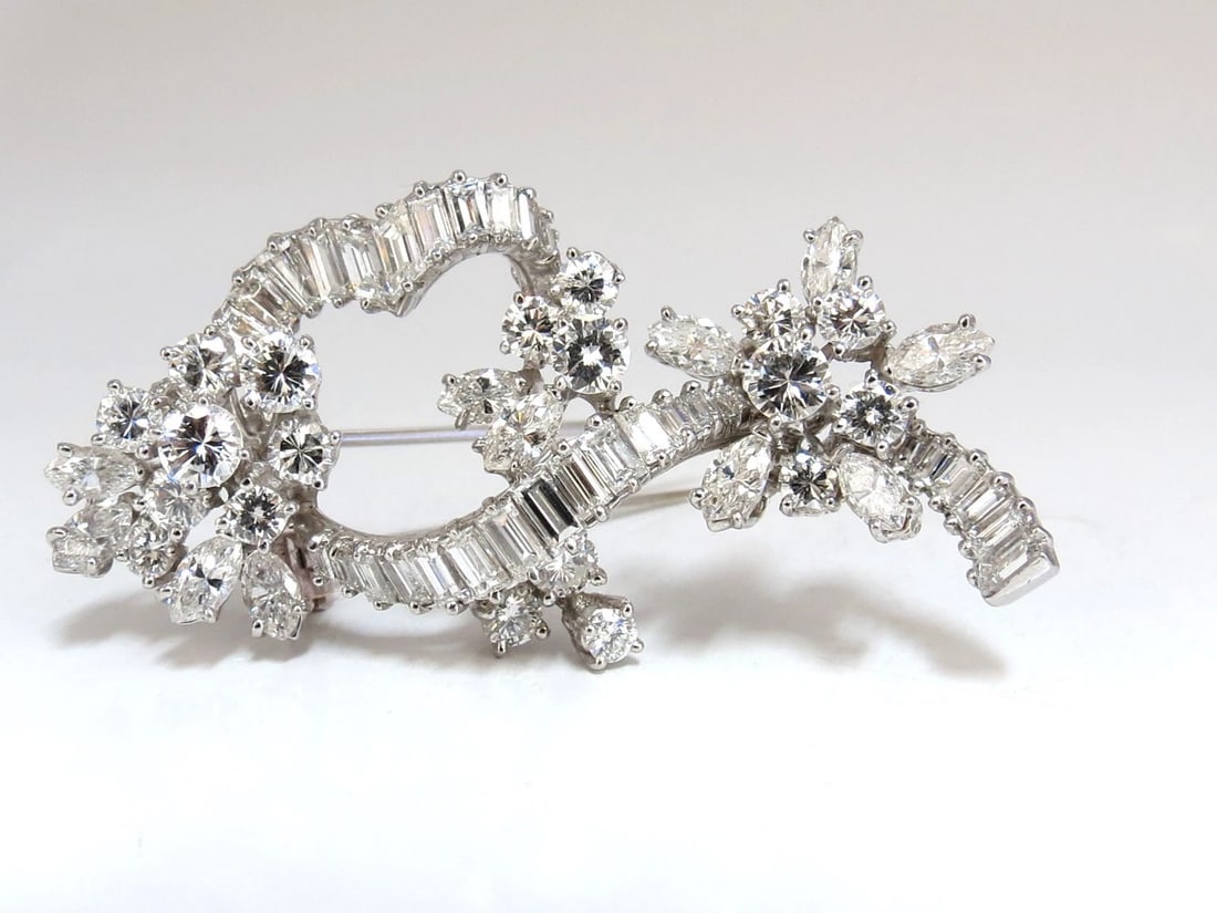 5.00ct Diamonds cluster brooch pendant pin Platinum Estate Cluster Cocktail**: Title: 5.00ct Diamonds cluster brooch pendant pin Platinum Estate Cluster Cocktail** Description: Estate Prime Cocktail 5.00ct. diamonds Brooch Cluster pin. Baguettes, Marquise & Rounds, Full cut Bril