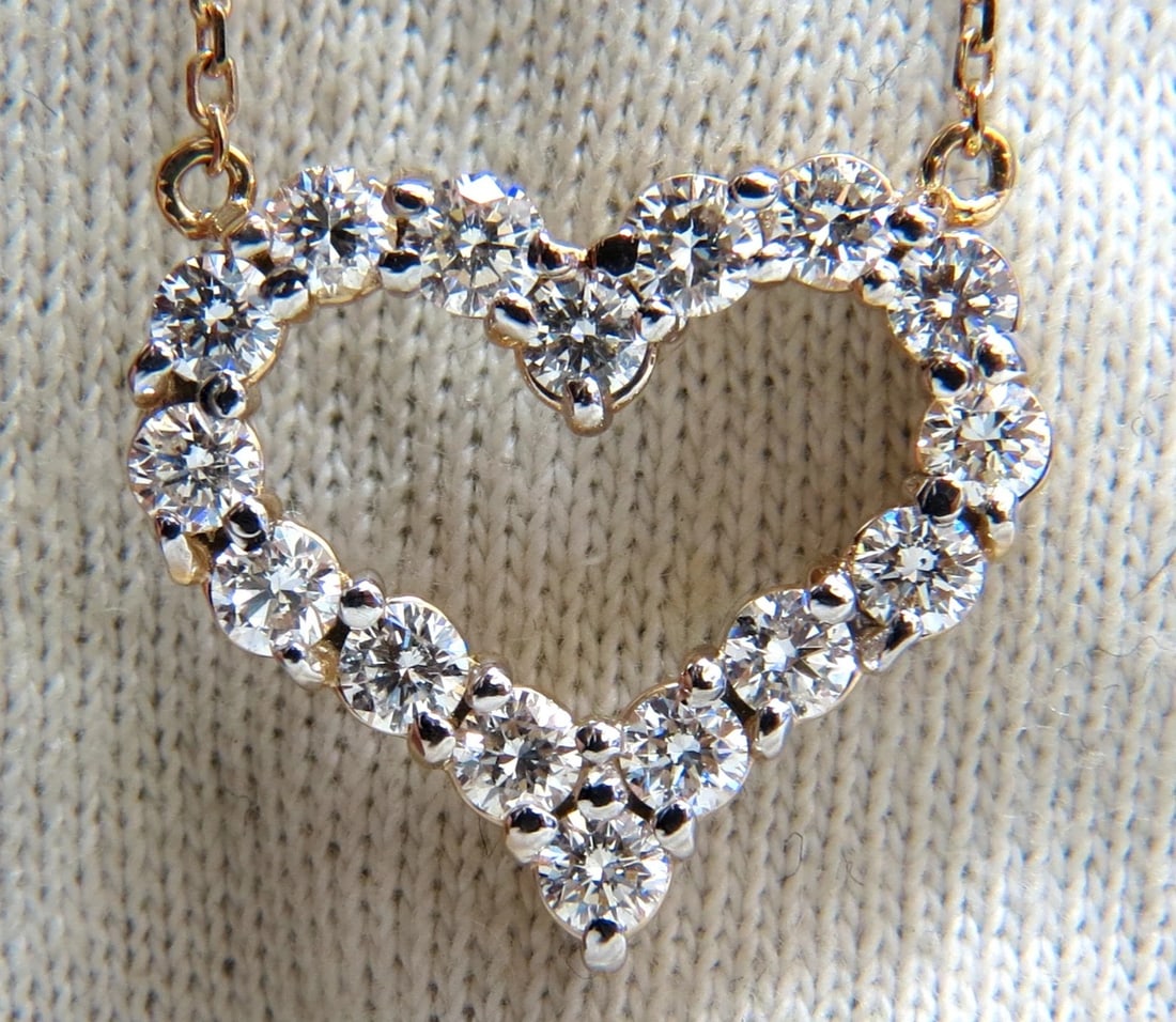 1.64ct diamonds open heart necklace 14kt g/vs** (1 of 4)