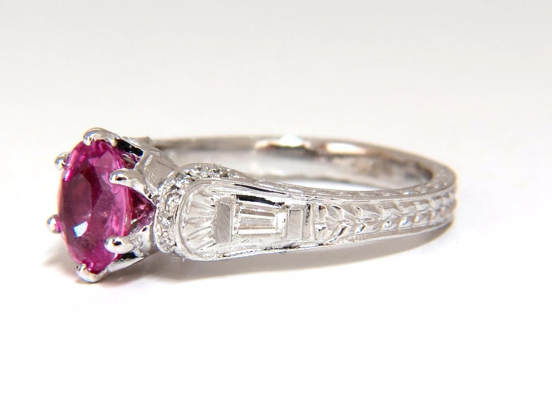GIA Certified 1.90ct Natural No Heat Pink Sapphire Diamonds Ring 14kt - 2