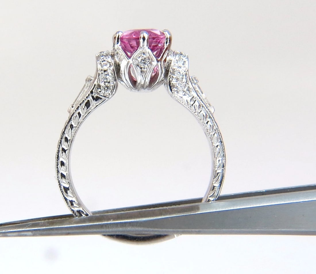 GIA Certified 1.90ct Natural No Heat Pink Sapphire Diamonds Ring 14kt - 4