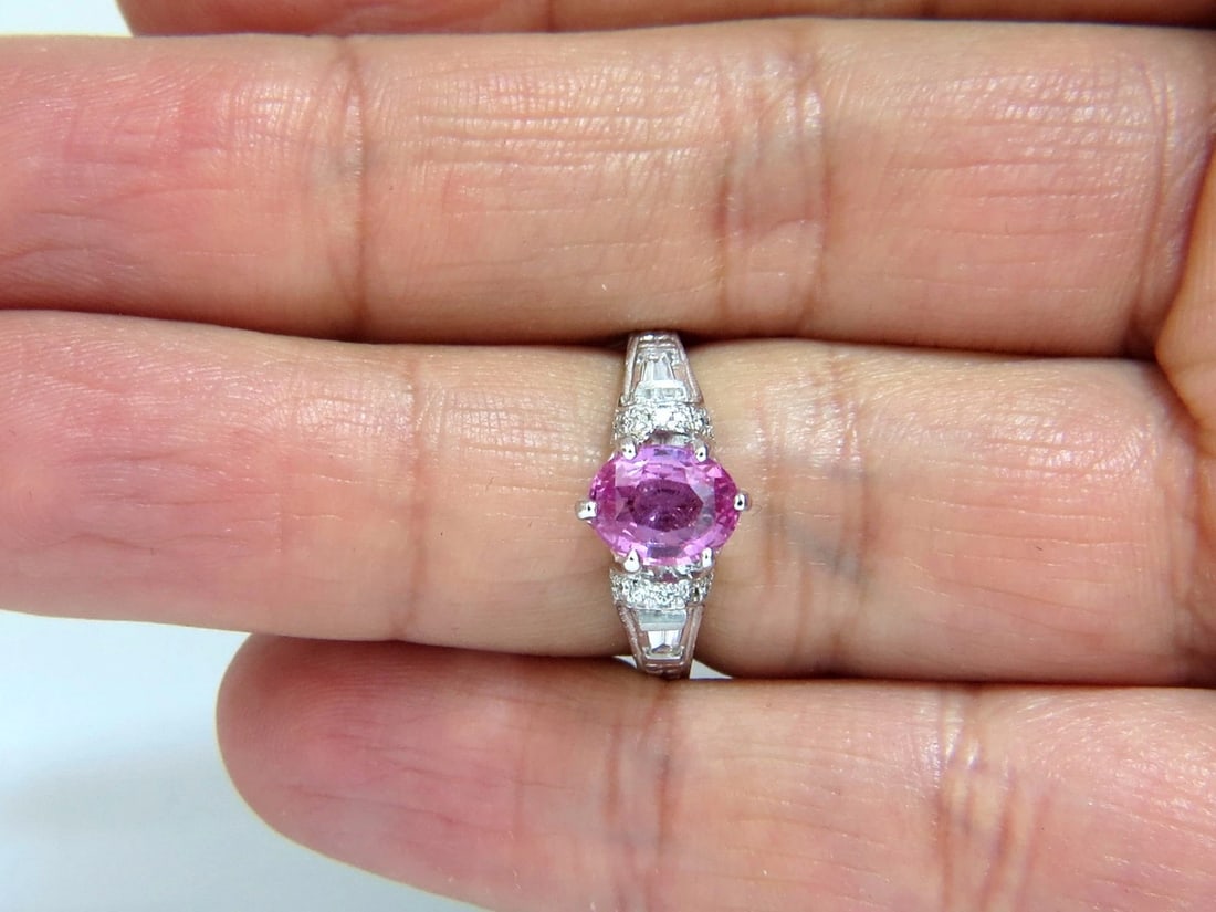 GIA Certified 1.90ct Natural No Heat Pink Sapphire Diamonds Ring 14kt - 5