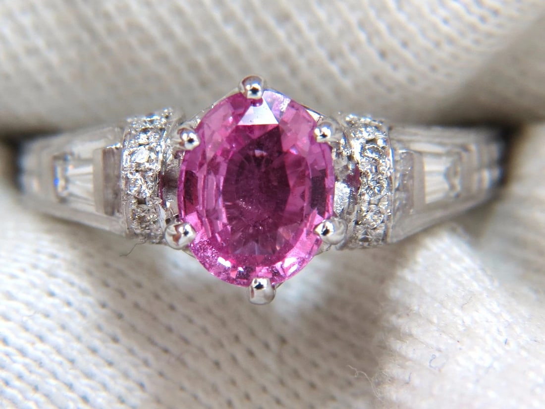 GIA Certified 1.90ct Natural No Heat Pink Sapphire Diamonds Ring 14kt - 6