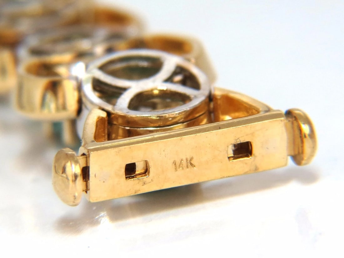 13.10ct Bright vivid green natural emerald diamonds cluster link bracelet 14kt** - 7