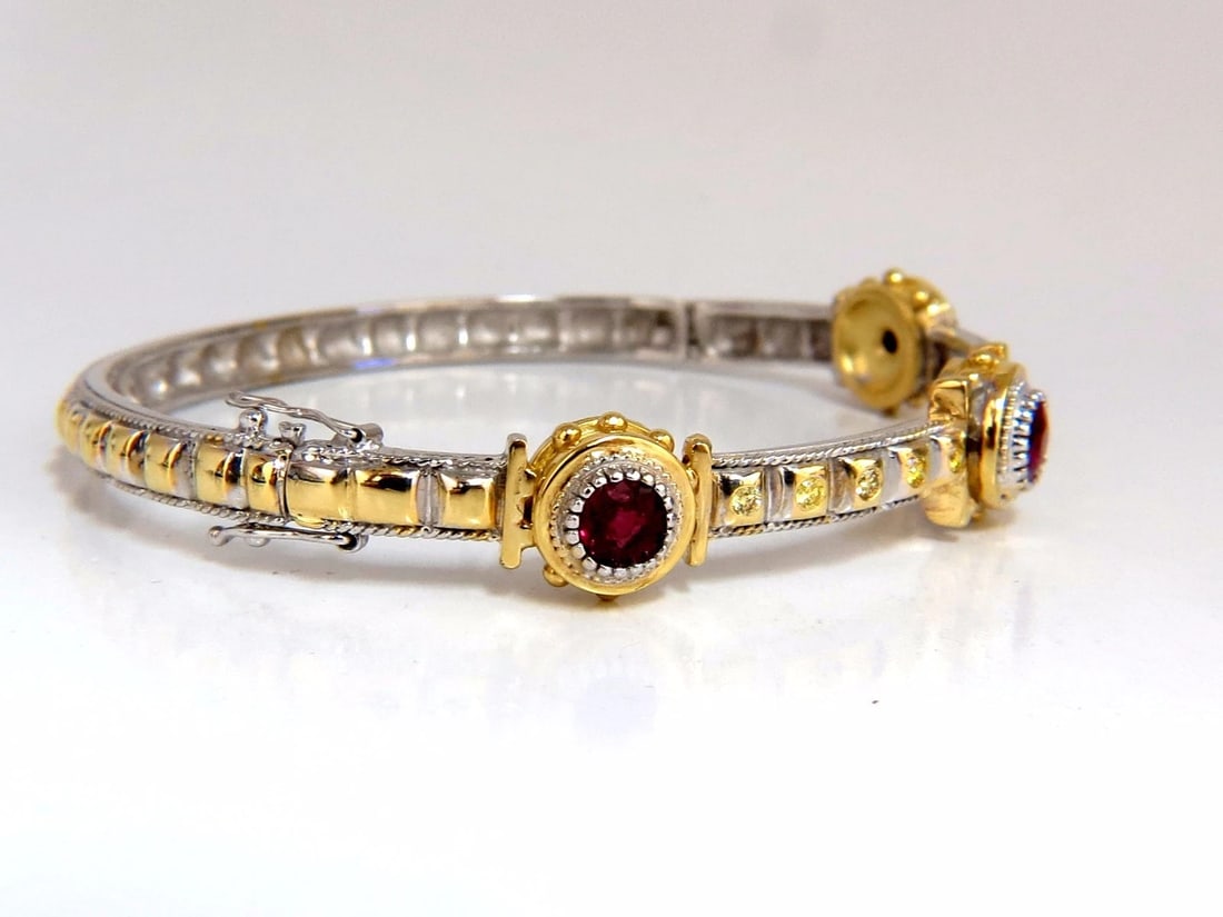 2.23 Natural Ruby Yellow Diamond Bangle Bracelet 14kt Spanish / Gothic Deco** - 2