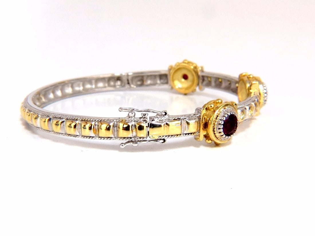 2.23 Natural Ruby Yellow Diamond Bangle Bracelet 14kt Spanish / Gothic Deco** - 5