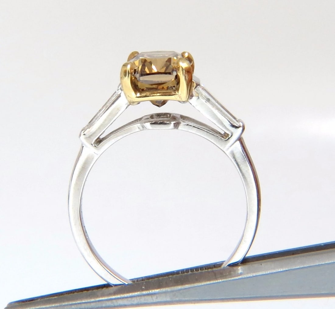 GIA Certified 2.59ct Fancy Yellow Brown Diamond Ring Platinum - 3
