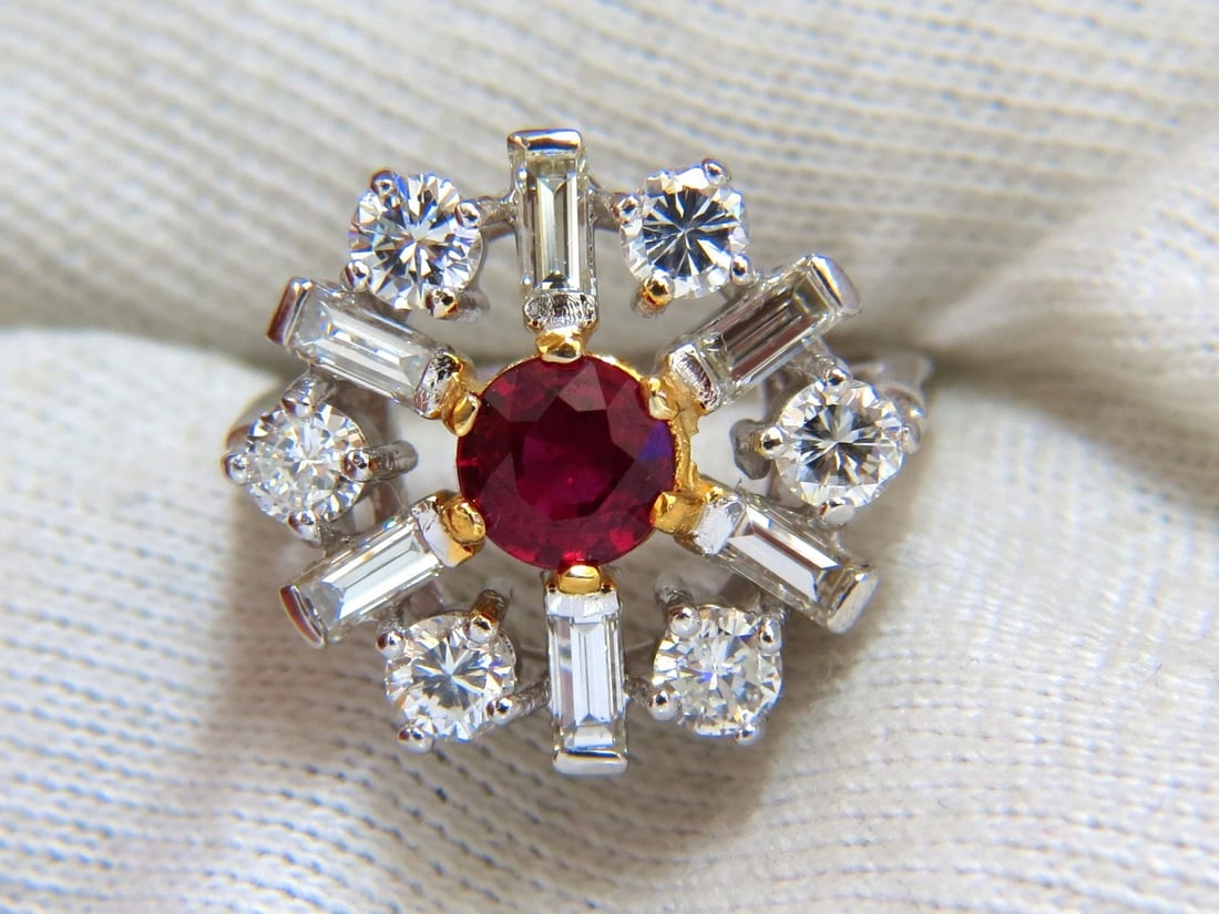 GIA Certified 2.45ct. Natural Ruby Diamonds ring 14kt Art Deco Ballerina Phase - 7