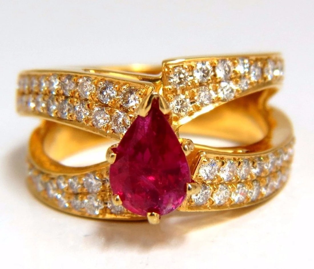 AIGS Certified 2.16ct Natural No Heat Ruby Diamonds ring 14kt SPlit Shank** (1 of 7)