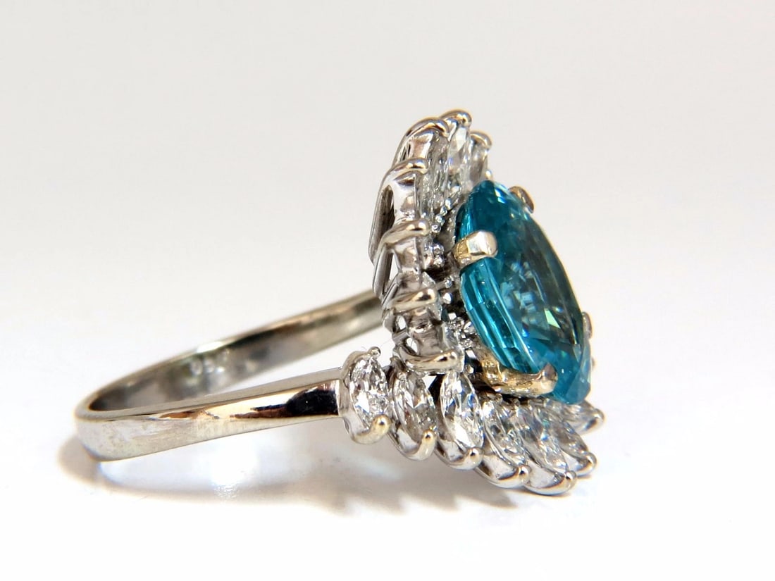 7.70ct Natural Indigo Blue zircon Diamonds Ring 18kt** - 4