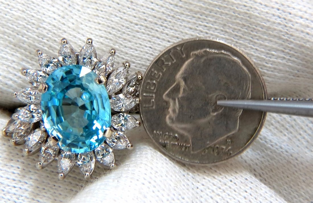 7.70ct Natural Indigo Blue zircon Diamonds Ring 18kt** - 8