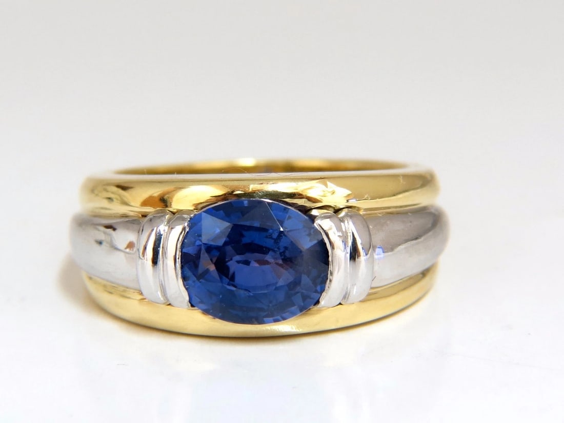 GIA Certified 2.59ct Natural No heat 2.59ct Sapphire Ring 18kt & Platinum - 2