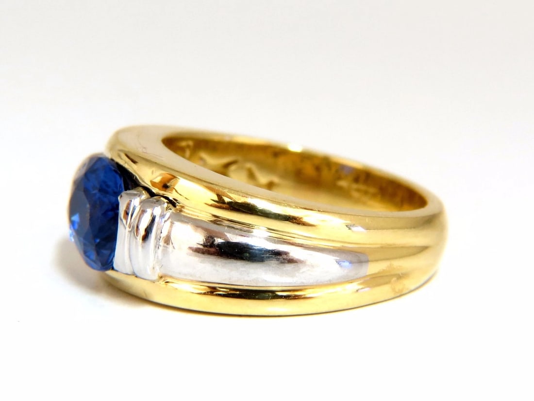 GIA Certified 2.59ct Natural No heat 2.59ct Sapphire Ring 18kt & Platinum - 3