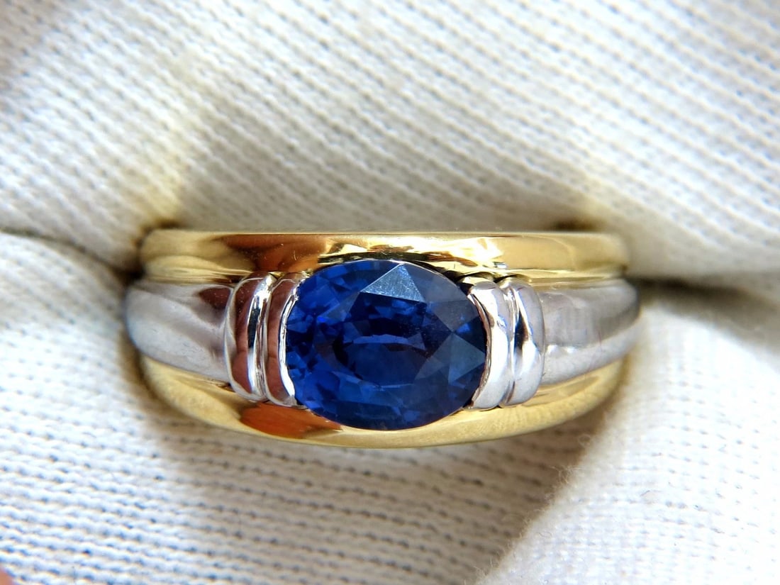 GIA Certified 2.59ct Natural No heat 2.59ct Sapphire Ring 18kt & Platinum - 8