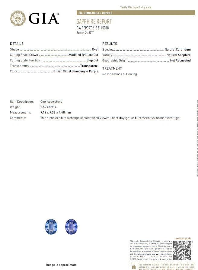 GIA Certified 2.59ct Natural No heat 2.59ct Sapphire Ring 18kt & Platinum - 9