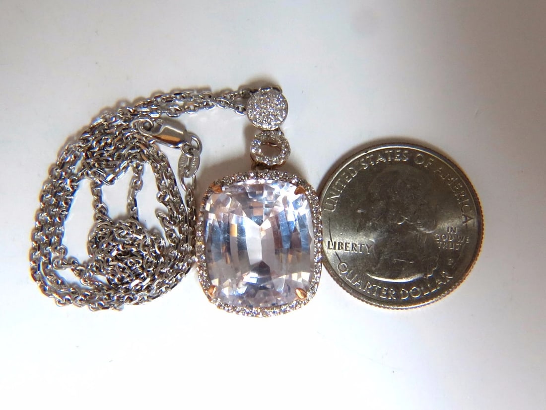 24.74ct Lab Pink Sapphire Diamonds necklace 14kt** - 6