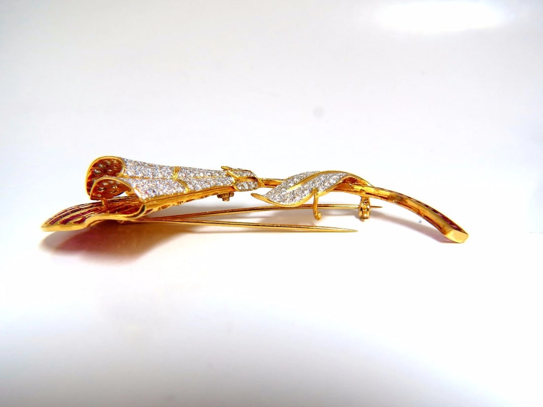 11.50ct Natural Ruby Diamond Brooch Pin 3D 18kt** - 8